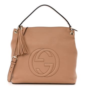 GUCCI Pebbled Calfskin Large Soho Hobo Camelia